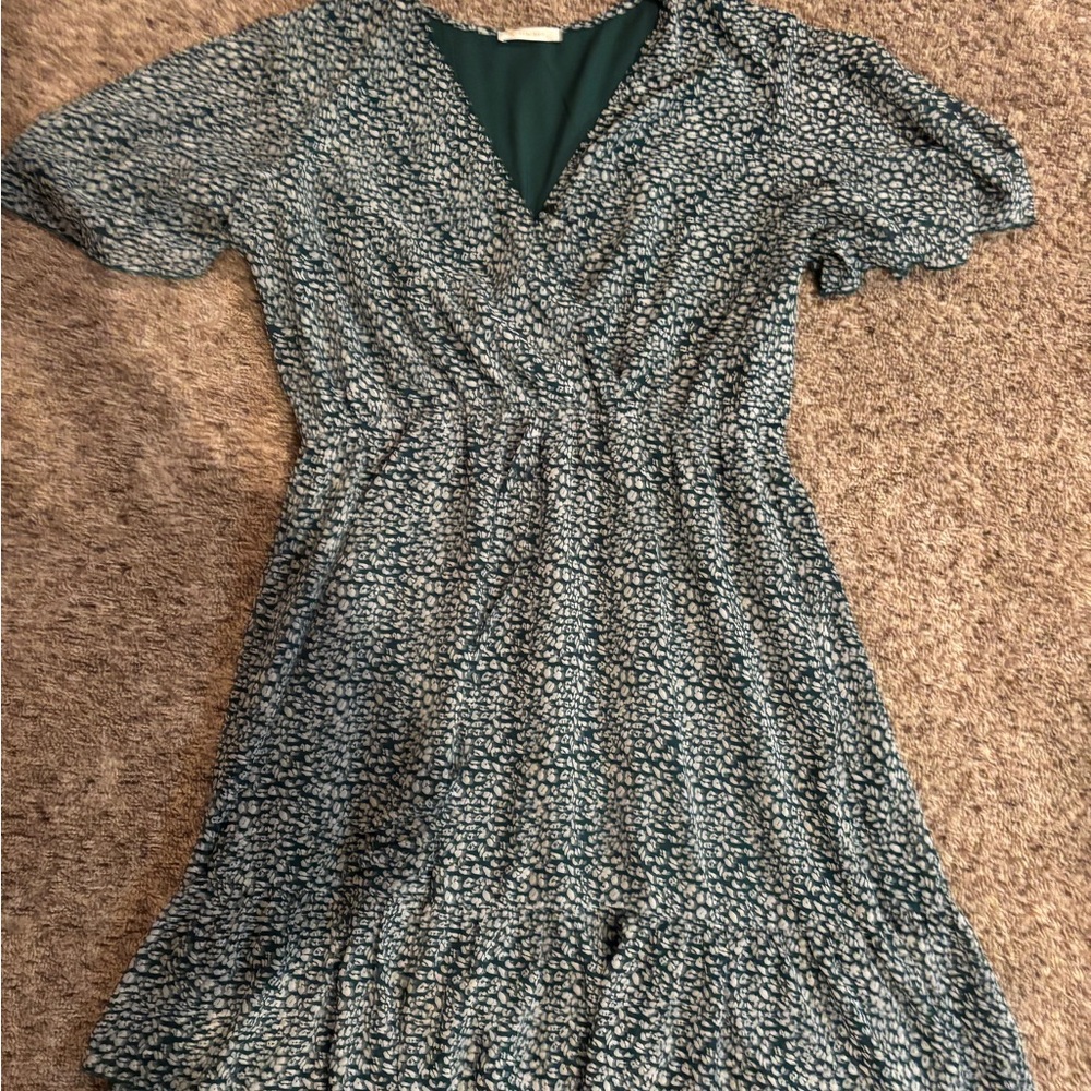 Green Patterned Midi Dress